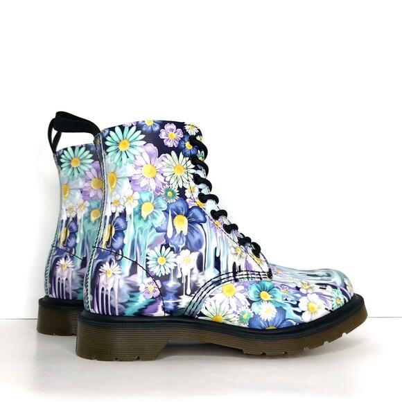 NIB Dr Martens Paint Slick 1460 Pascal Floral Slime Boots Women’s 6 Shoes - Picture 4 of 12
